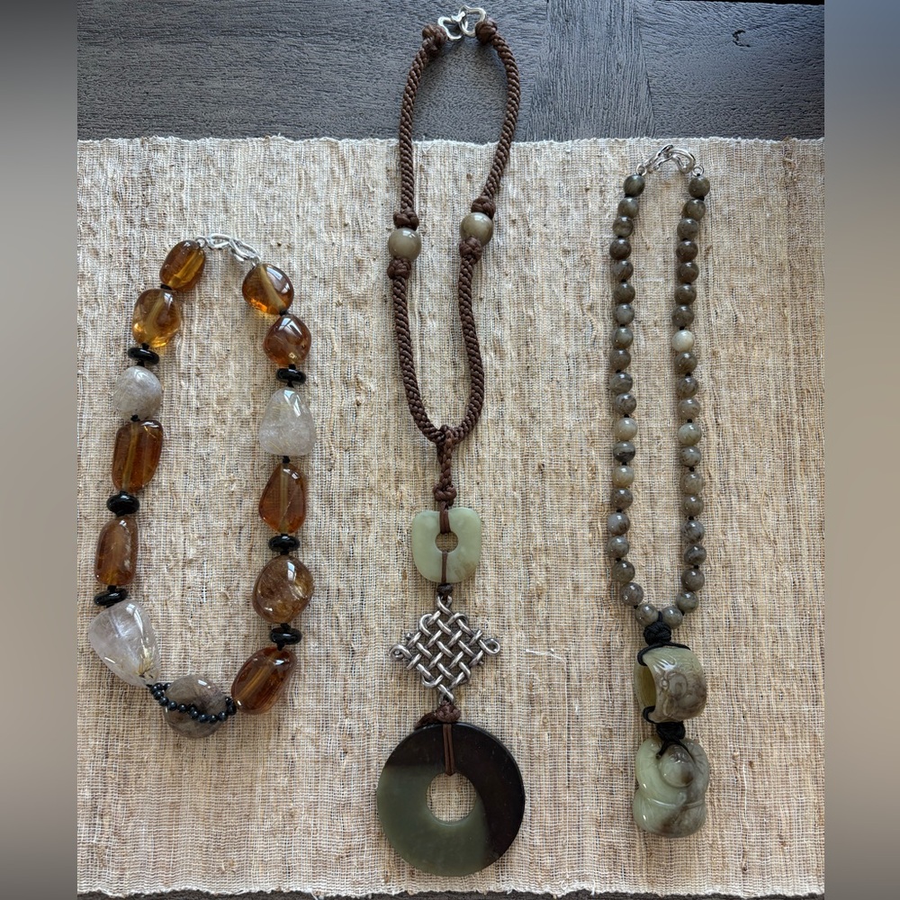 Contemporary Jade and Sterling Silver Pendant Necklace - Picture 6 of 6